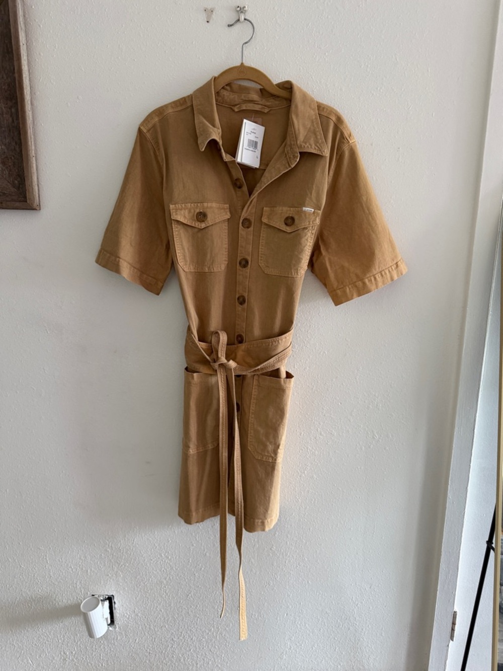 MOTHER Tan The Wrapped Up Mini Dress
